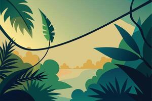 Minimal Tropical Jungle Vines Wrapping a Branch vector