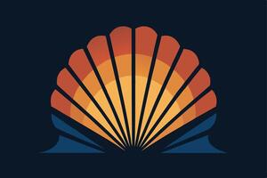 Minimal Scallop Shell with Radiating Lines vector