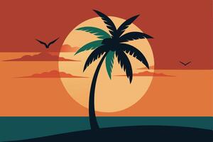 Minimal Retro Coconut Tree with a Curved Trunk vector