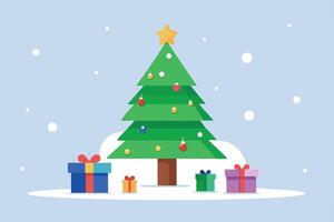Christmas Tree in Winter Wonderland vector