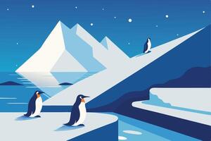 Penguins Sliding on Ice vector