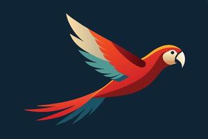 Minimal Retro Parrot in Mid-Flight vector