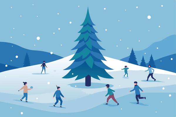 Kids Playing in Snow