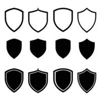Shield icon set. Protect shield security line icons. Badge quality symbol, sign, logo or emblem vector