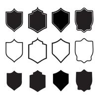 Shield icon set. Protect shield security line icons. Badge quality symbol, sign, logo or emblem. vector