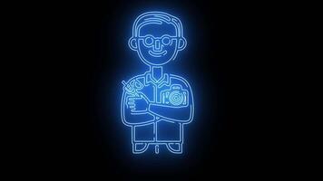 camera technician icon with a glowing neon effect video