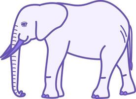 Elephant Color Icon. Illustration. Mammal. Elephant With Big Ears, Trunk And Tusks. Animal Concept vector
