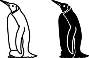 Penguin Icons. Black and White Illustration. Mammal, Flightless Seabird. For Coloring Book Design. Animal Concept vector