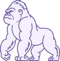 Gorilla Color Icon. Illustration. Monkey, Large and Dangerous Primate. Animals Concept vector