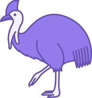 Colored Cassowary Icon. Illustration. Flightless Large Tropical Bird. Cassowary with Long Legs, Feathers, Beak, and Crest on Head. Animal Concept vector