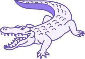 Colored Crocodile Icon. Illustration. Caiman, Alligator. Reptile With Open Toothy Mouth. Animal Concept vector