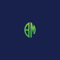 Creative initial letters BM with eco leaf shape logo. vector