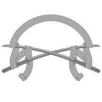 Ancient Japanese sword surrounded with ribbon vector