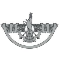 Zoroastrian winged solar disk with ribbon vector