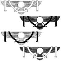 Zoroastrian winged solar disk with ribbon vector