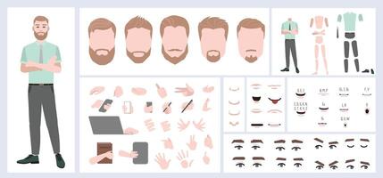 Blond haired business man constructor for animation vector