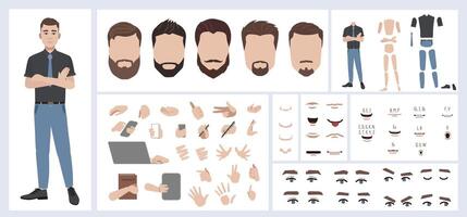 Brown haired business man constructor for animation vector
