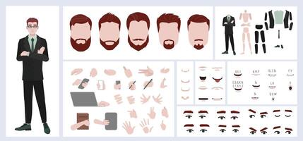 Red haired business man constructor for animation vector
