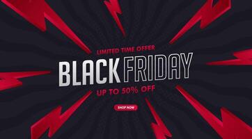 black friday banner with red lightning vector