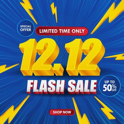 flash sale banner with lightning bolt