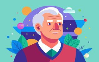 An illustration of an old man with a smile vector