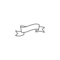 Ribbon icon line drawing on white background vector