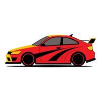 A cartoon car with a red and yellow stripe vector