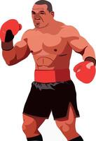 Mike tyson launching a left hook during boxing match vector