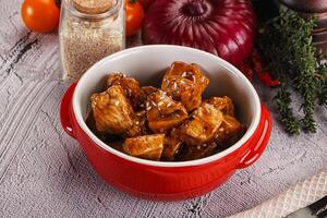 Chicken fillet with soya teriyaki sauce photo