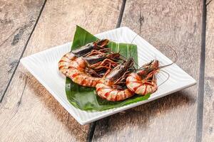 Cooked tiger prawn in the pate photo