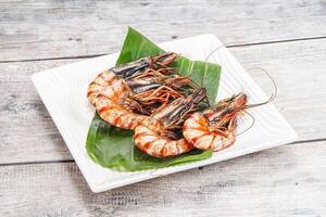 Cooked tiger prawn in the pate photo