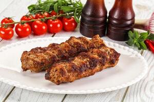Chicken kebab minced meat and spices photo