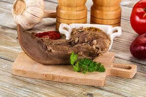Steamed pork tongue with mustard photo