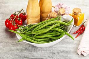 Raw green bean string uncooked photo