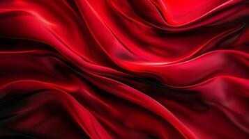 Vivid red silk fabric with flowing folds, creating a luxurious and dynamic texture photo
