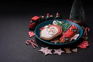 Homemade Christmas gingerbread cookies made as sweets photo