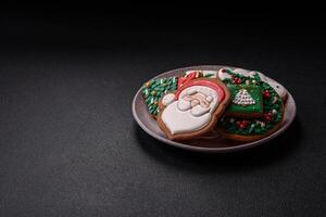 Homemade Christmas gingerbread cookies made as sweets photo