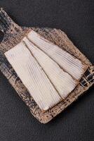 Rectangular whole grain crisp bread with cream cheese photo