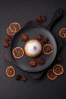 Sweet lemon tart with cream filling and zest photo