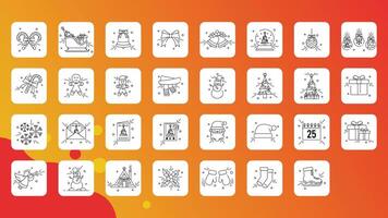 outline christmas icon pack , set of various christmas icon illustration design, bundle xmas template icon element design vector