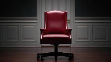 Empty courtroom with raised judge's chair, symbolizing the position of authority and decision-making photo