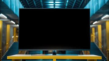 Sleek Minimalist Office with Empty Screen Display photo