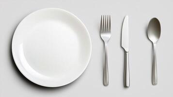 Minimalist Table Setting on White Background photo