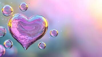 Heart Shaped Bubbles Floating in Soft Background photo