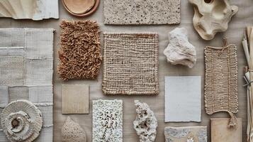 Composition of natural type of different texture, pattern or kind material of complimentary colors photo