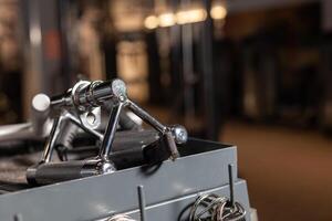 Metal handle for strength exercise of traction on the simulator photo