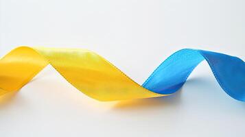 A single yellow and blue ribbon elegantly intertwined, symbolizing the colors of the Ukrainian flag photo