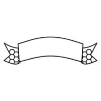 A black and white drawing of a banner with a ribbon vector