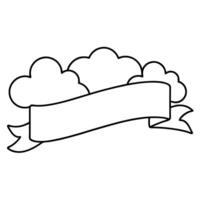 A black and white drawing of a banner with clouds vector