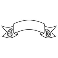 A black and white drawing of a banner with paisley design vector